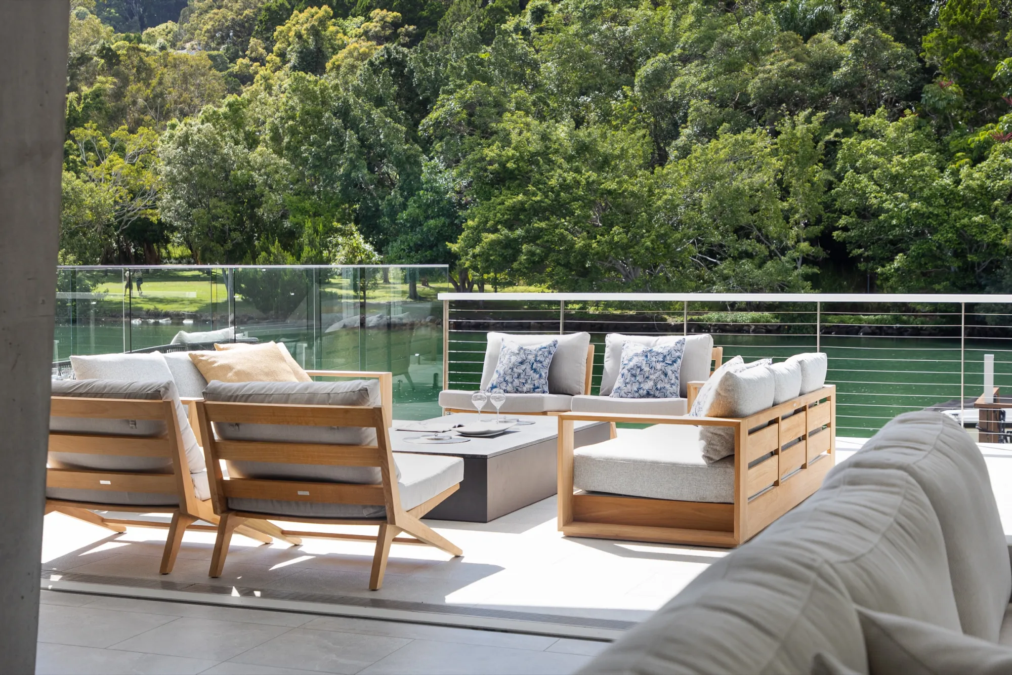 Front exterior of 33 Witta Circle luxury waterfront home Noosa